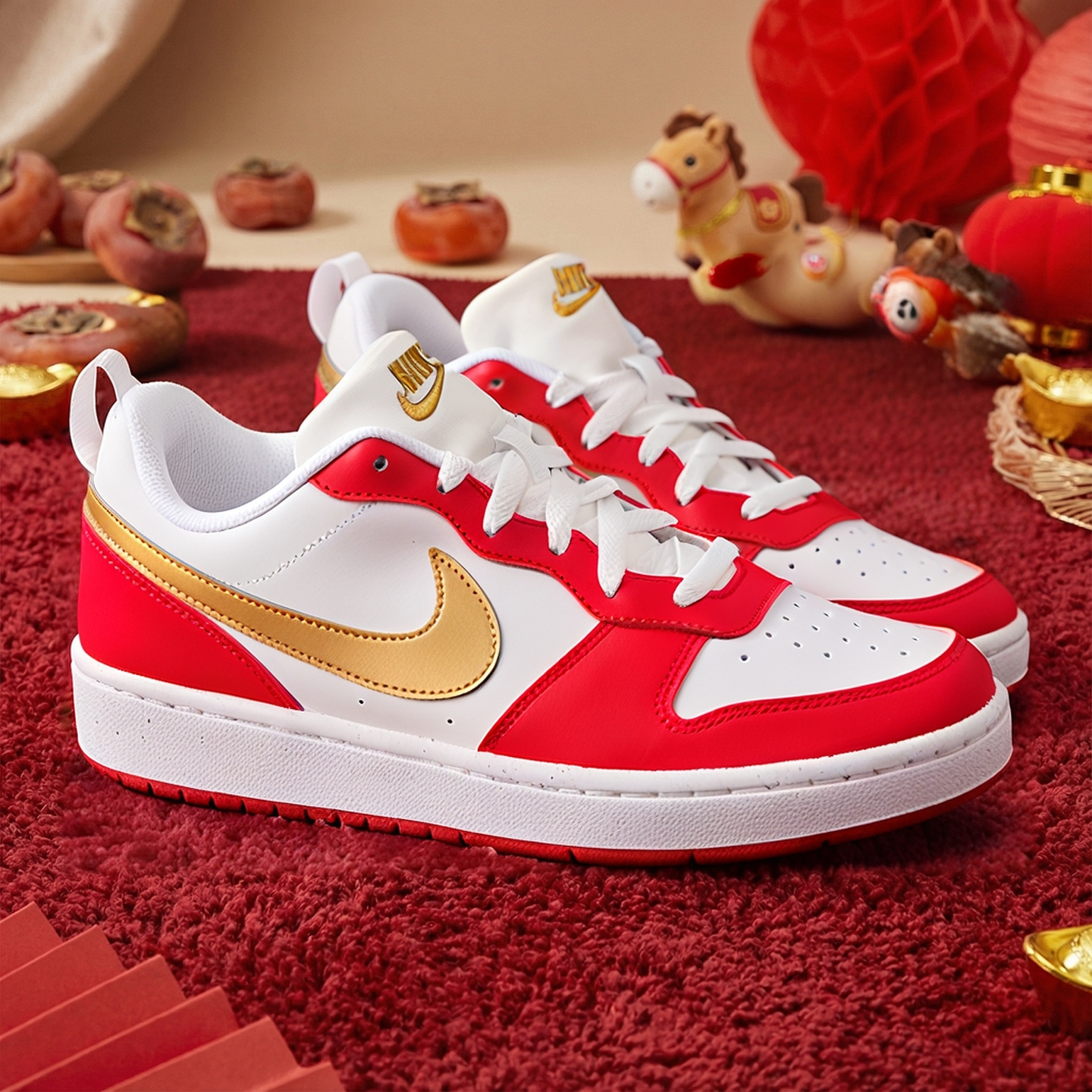 【新年款】Nike耐克男女孩童鞋新款COURT本命年红色运动鞋休闲板鞋