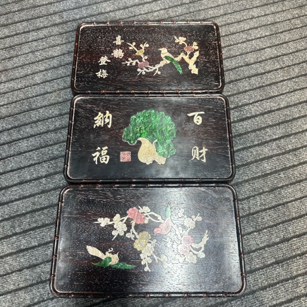 非洲紫檀 螺钿工艺 茶盘34/20.5/3贝壳镶嵌