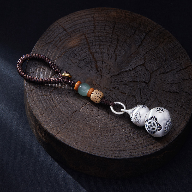 时尚足银葫芦汽车钥匙扣宫廷包包手机挂饰创意礼品配饰纯银男女