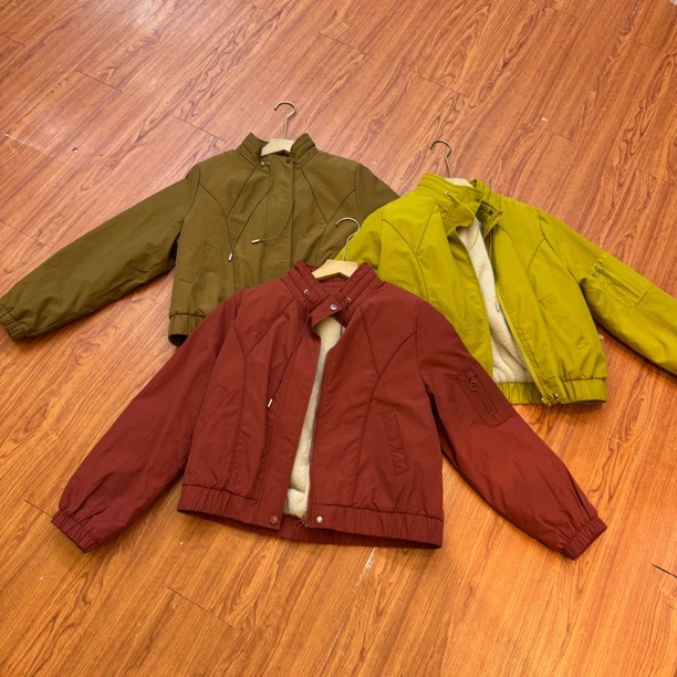 秋冬百搭加绒立领女士短款外套