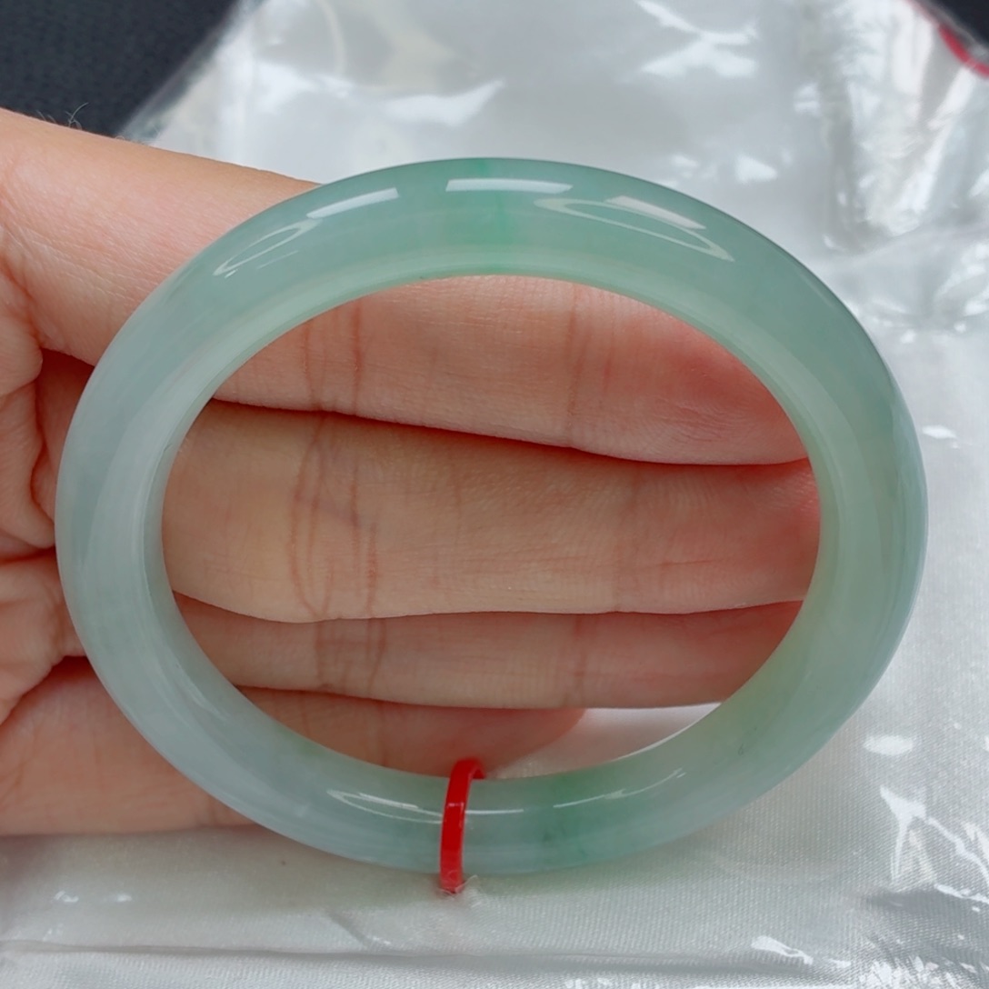 翡翠手镯未镶嵌冰胶起莹光晴水绿006瑕疵漏