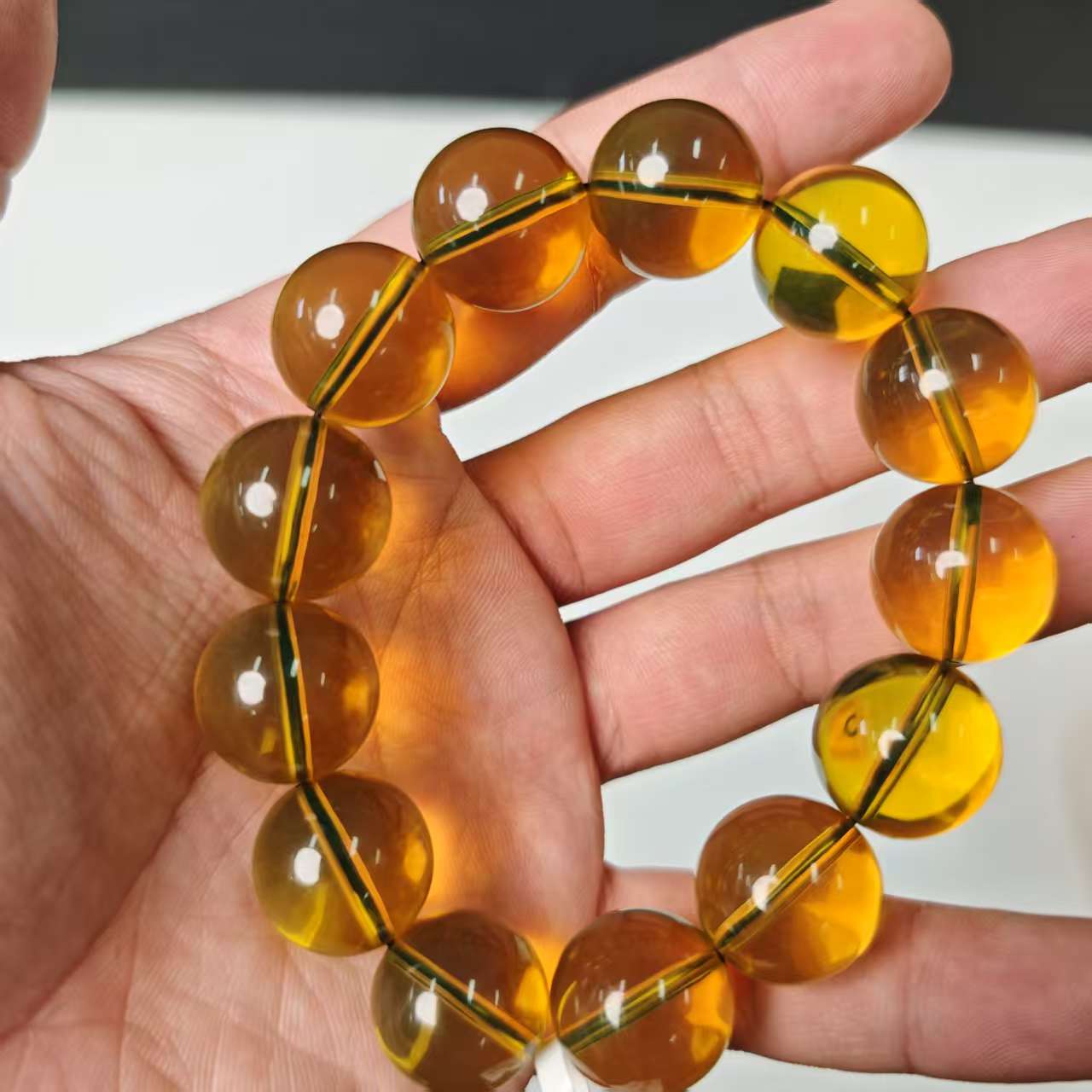 蓝珀圆珠手串男女款001