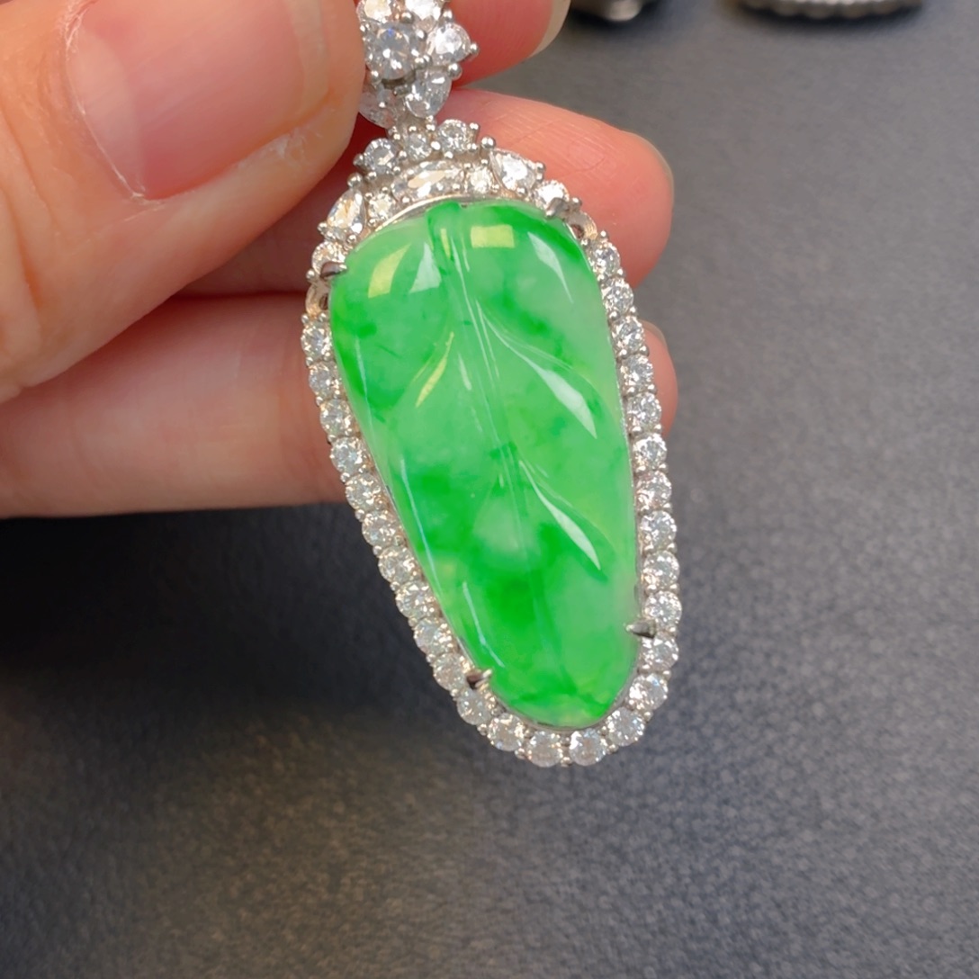 翡翠银S925镶嵌吊坠(不含链)