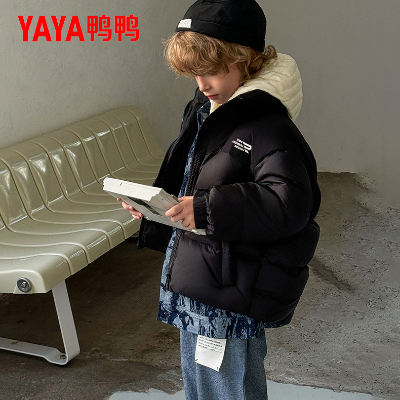 YAYA/鸭鸭儿童羽绒服男女童2025年短款立领面包服加厚中大童外套