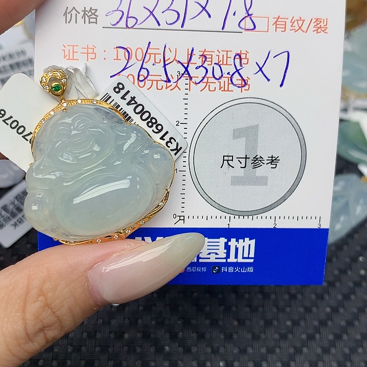 翡翠18K金镶嵌颈饰雅*翡翠