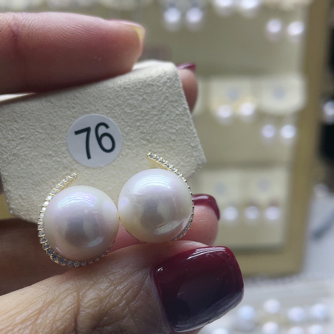淡水珍珠耳饰银S925镶嵌