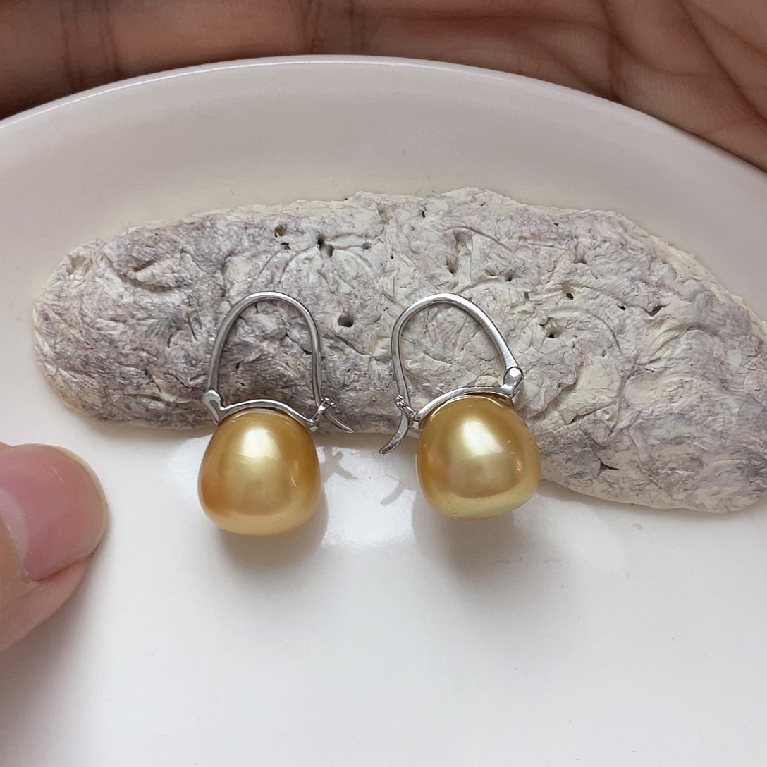 海水珍珠耳饰银S925镶嵌