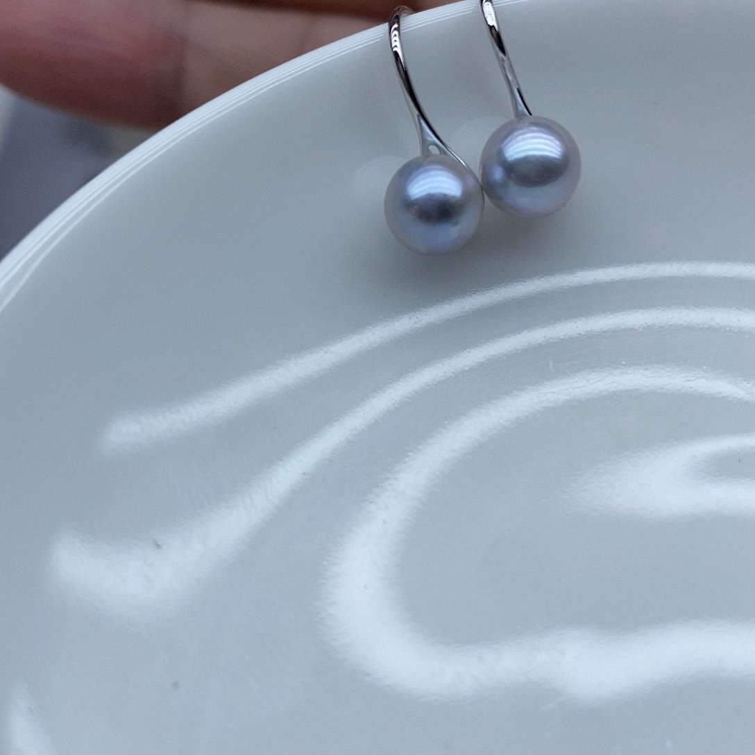 海水珍珠耳饰银S925镶嵌