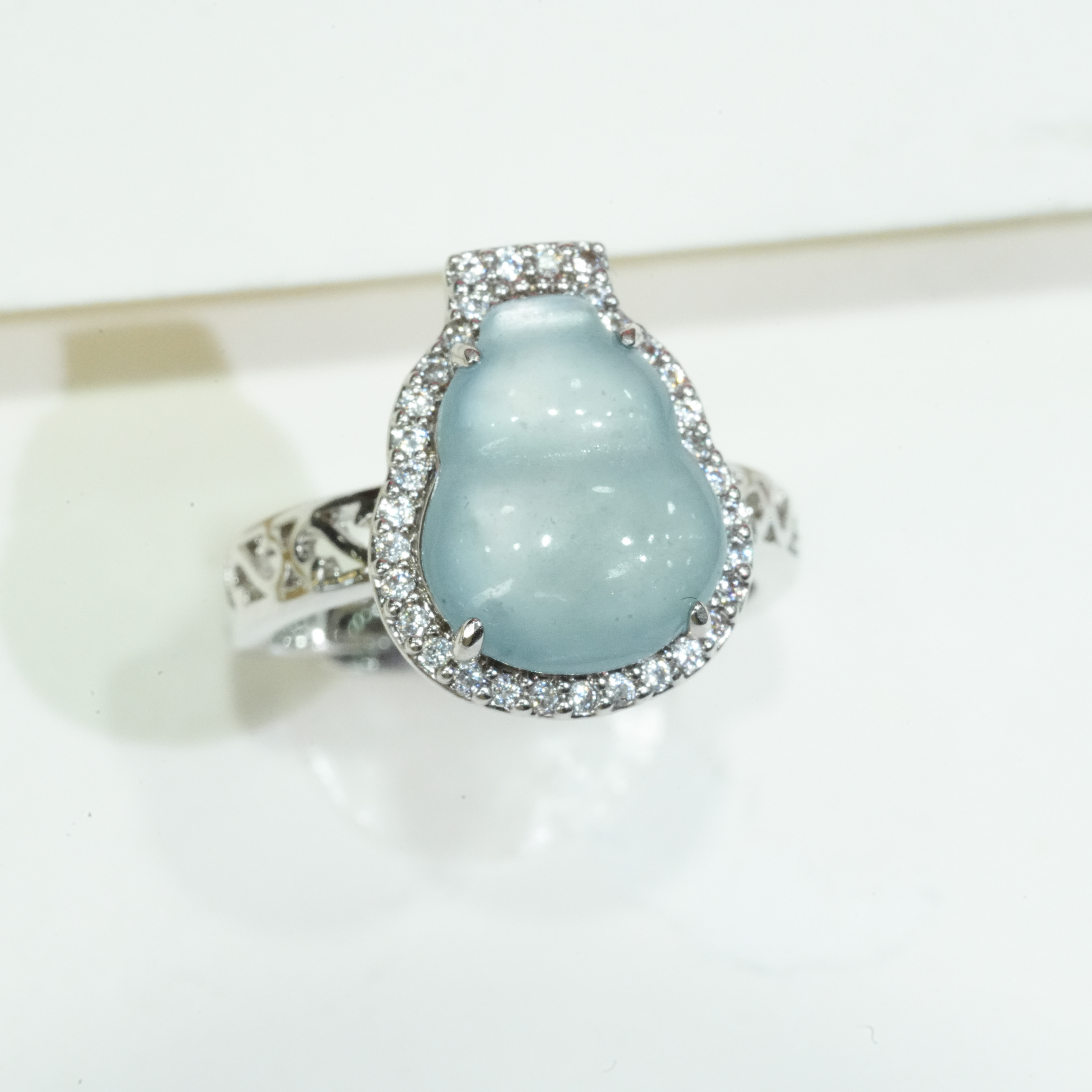 天然A货翡翠葫芦戒指多样性发一活口戒1时尚气质精致百搭豪镶1