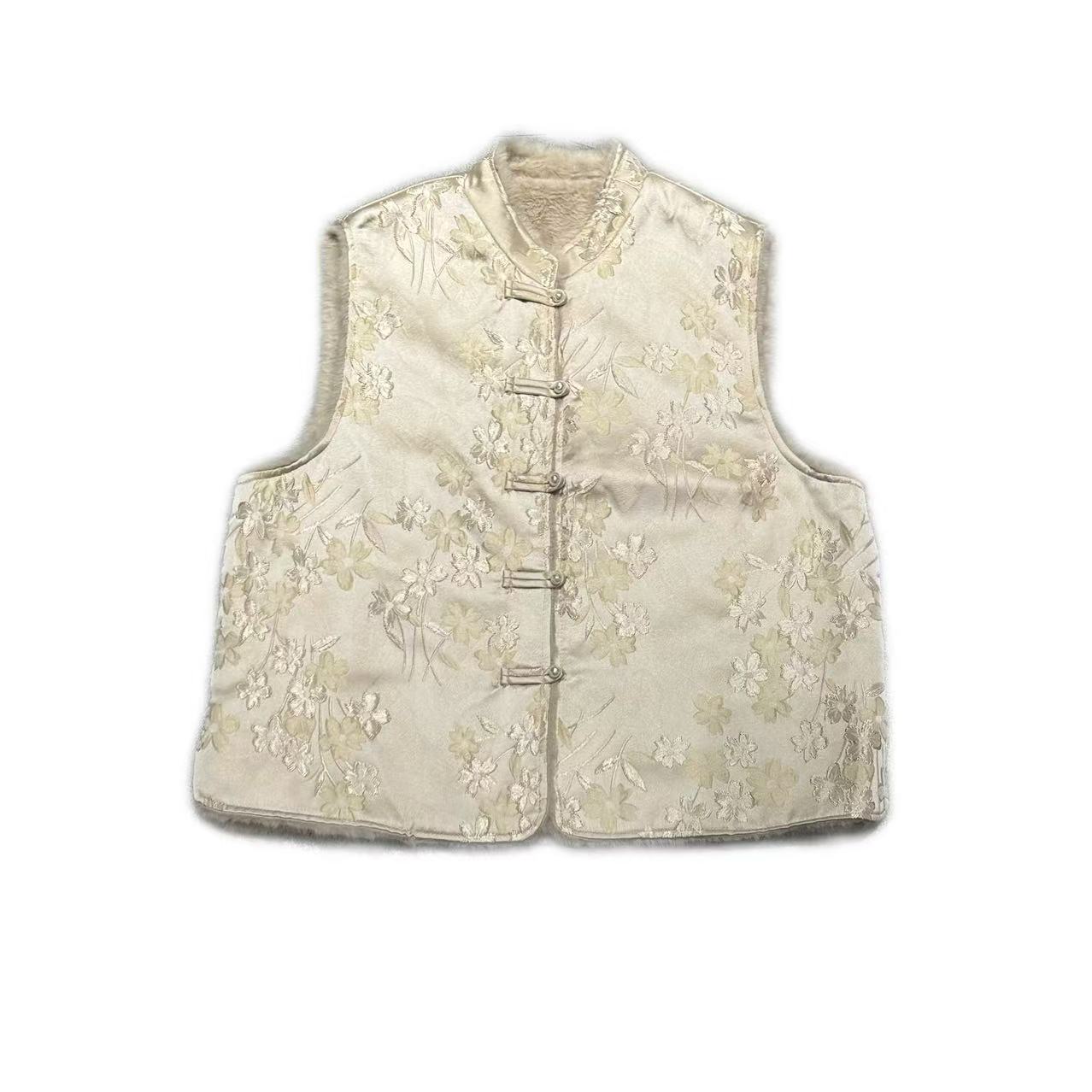 227-1#冬季新中式《赏心悦目》女时尚潮流气质百搭复古加棉马甲