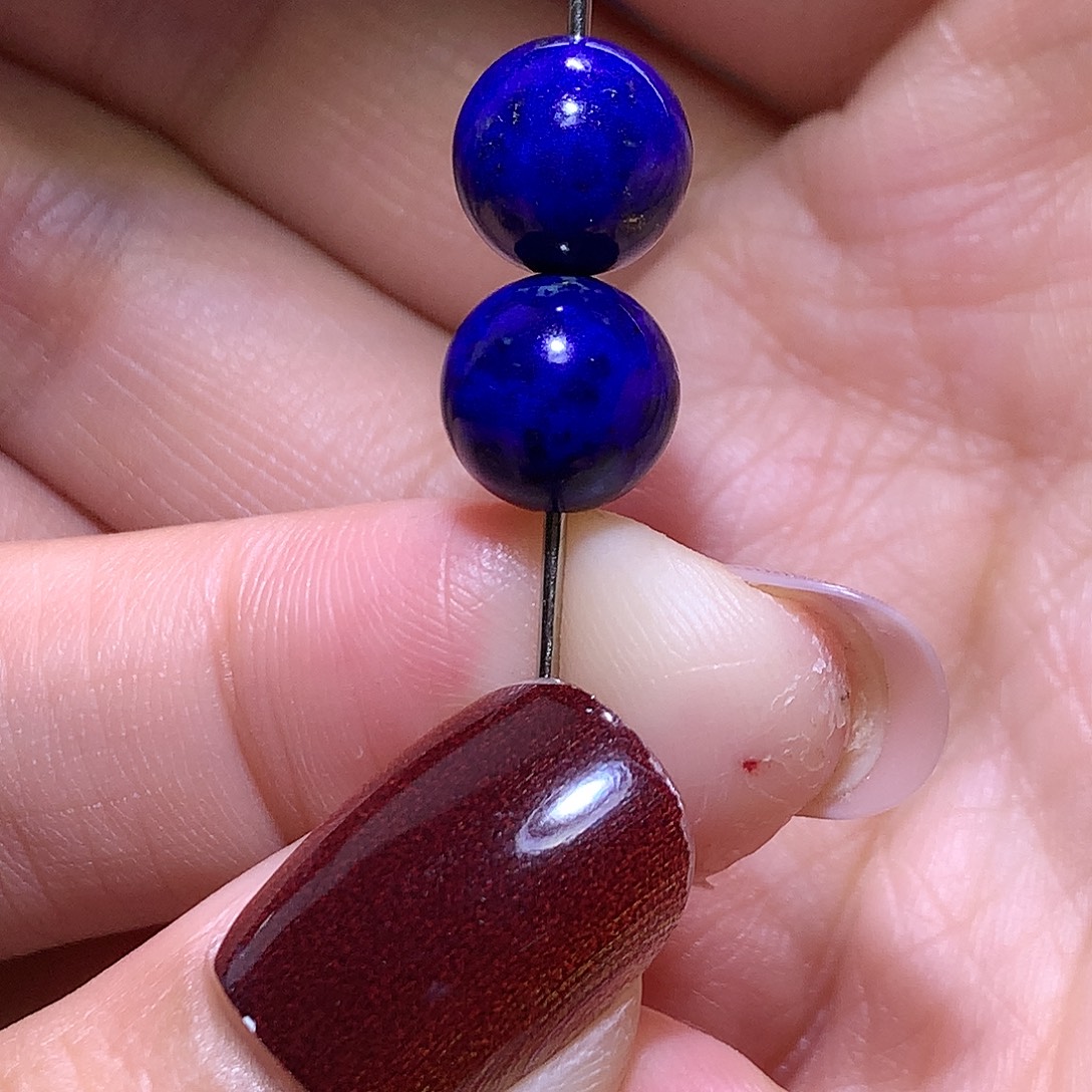 青金石未镶嵌天然原矿单圆珠9m m