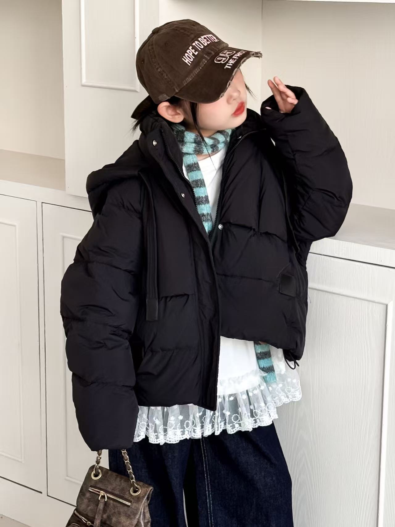 【米哆啦】女童2025冬季保暖连帽羽绒服中大童洋气女孩加厚穿搭外套