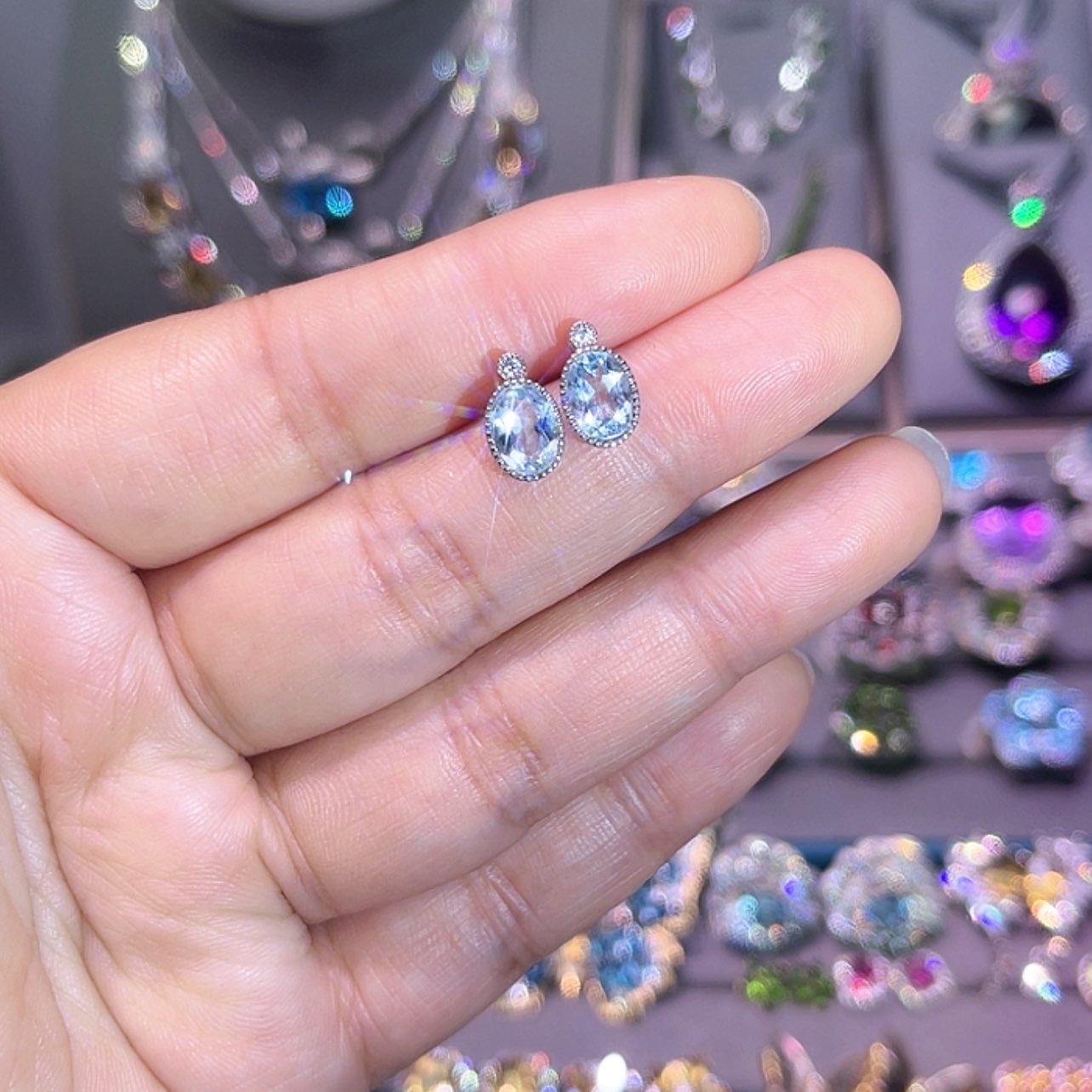 【闪购商品】托帕石耳饰银S925镶嵌