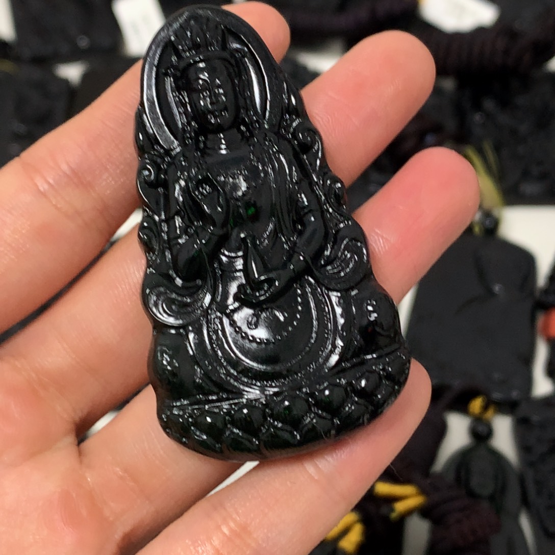 天然缅甸a货钢琴黑挂件