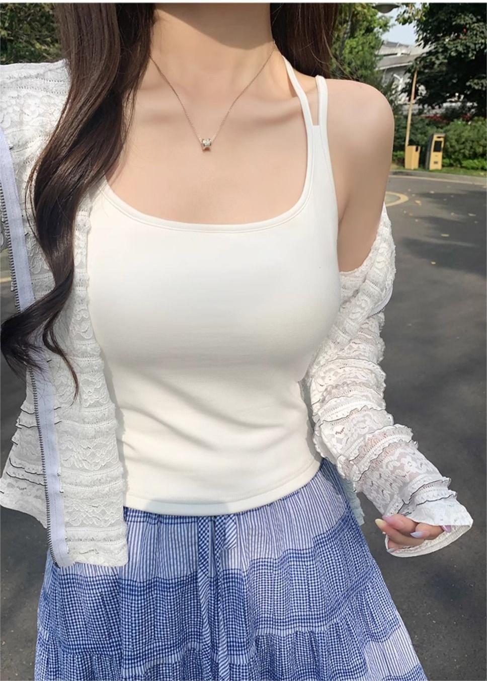 美背交叉吊带文胸一体背心女2025新款外穿带胸垫内搭显瘦小上衣夏