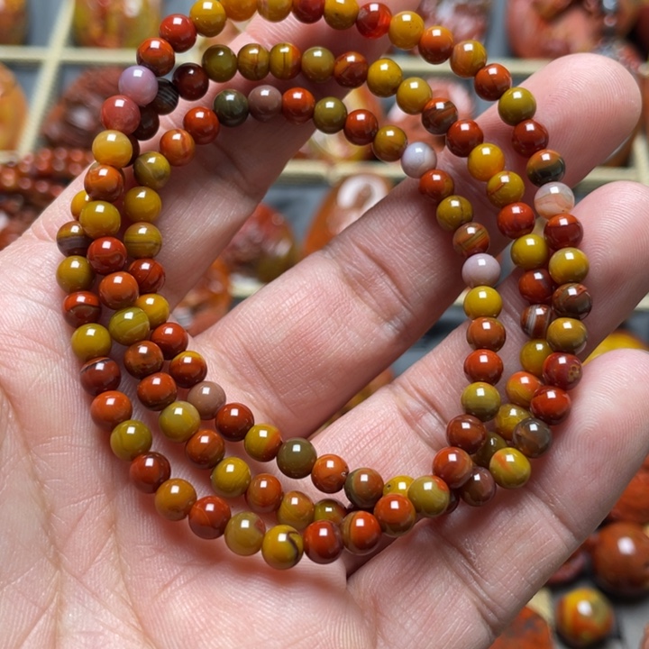 玛瑙/玉髓战国红多圈手链未镶嵌哄*