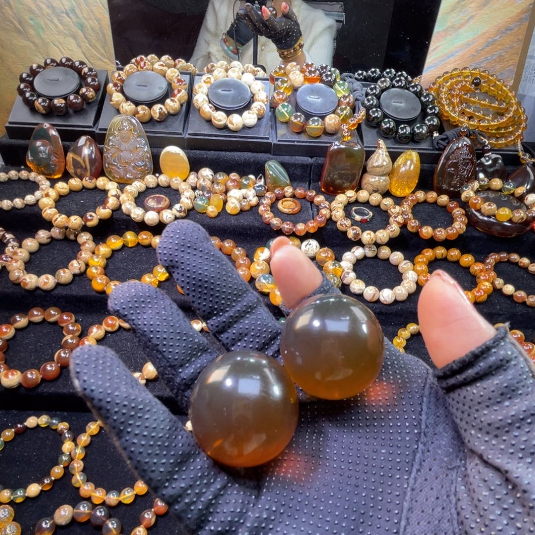 琥珀未镶嵌手串手球31