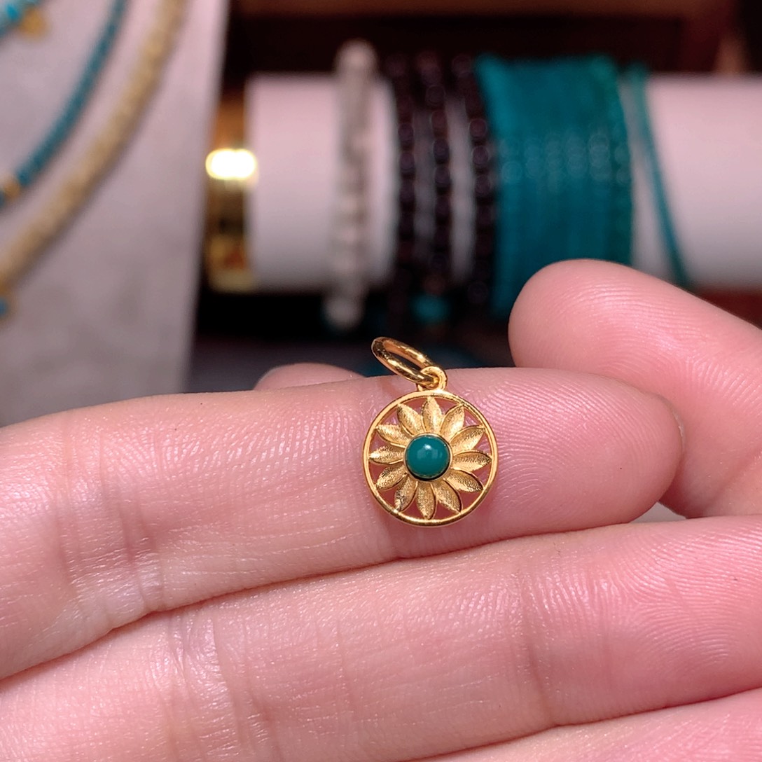 绿松石珠宝奇石18K金镶嵌