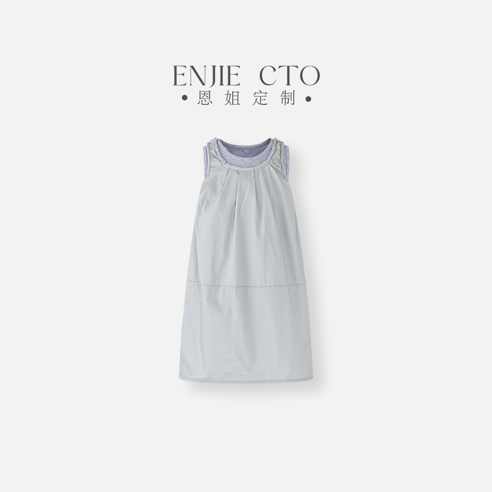 【恩姐定制】女童夏装新款连衣裙百搭休闲灰色背心连衣裙女ENCK7806