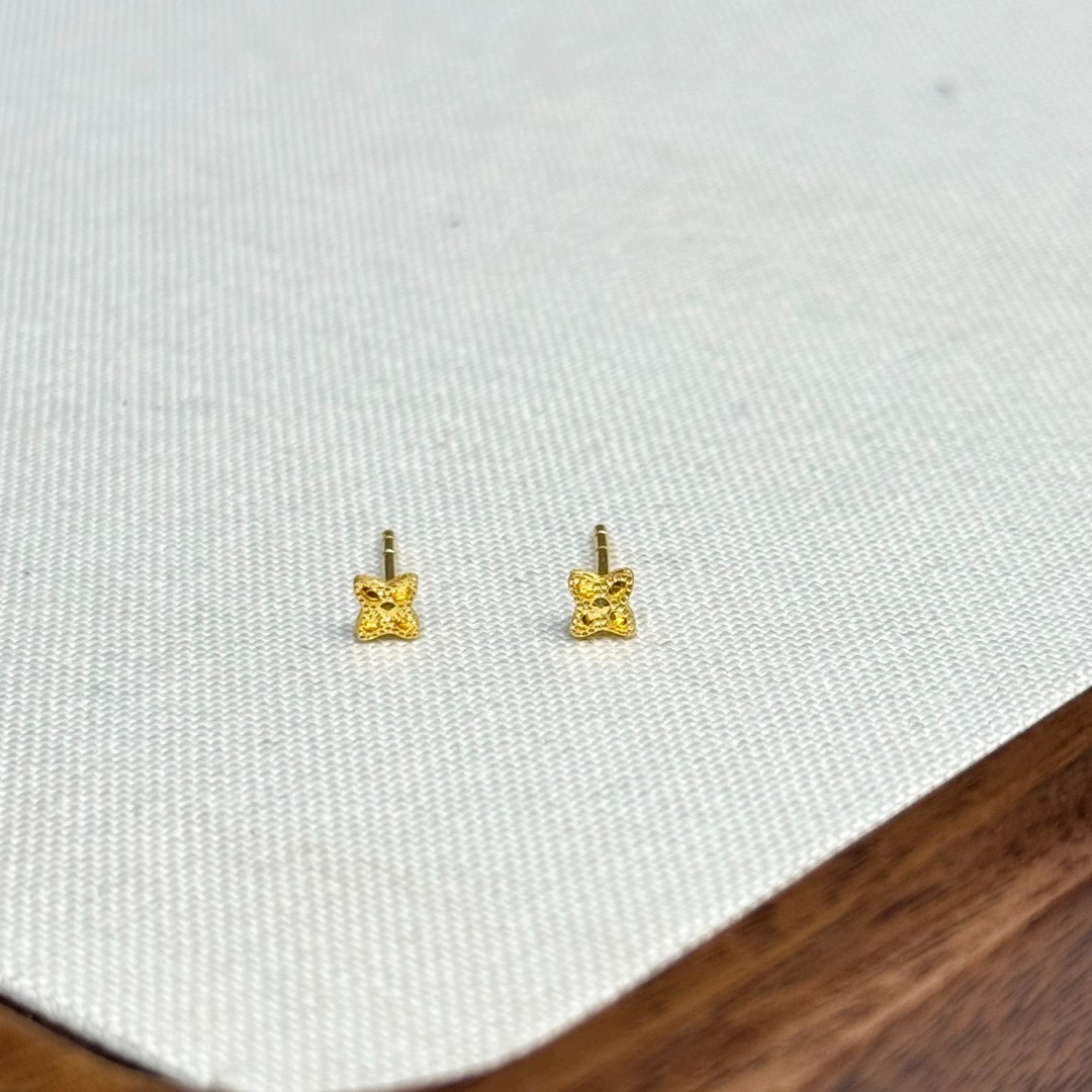 阿敏专属-E【小小老花耳钉】-足金999精工5G耳饰
