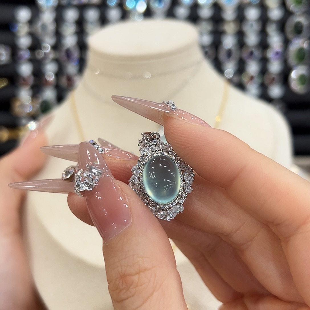 胖***鱼岫玉银S925镶嵌戒指