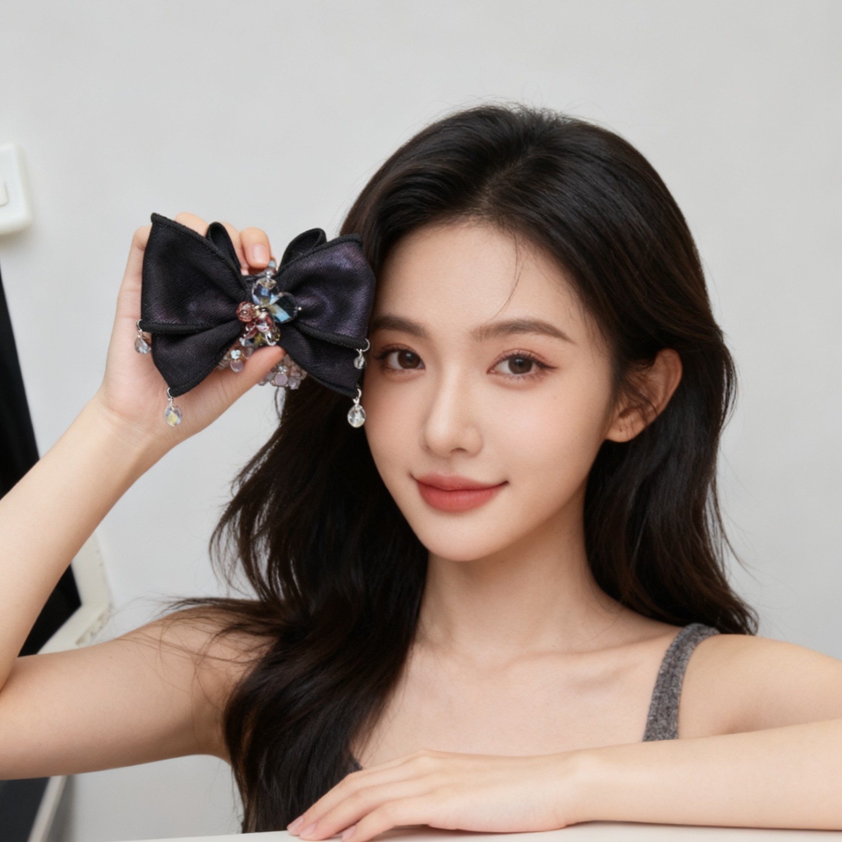 A8240编号紫莹轻奢发饰蝴蝶结丸子