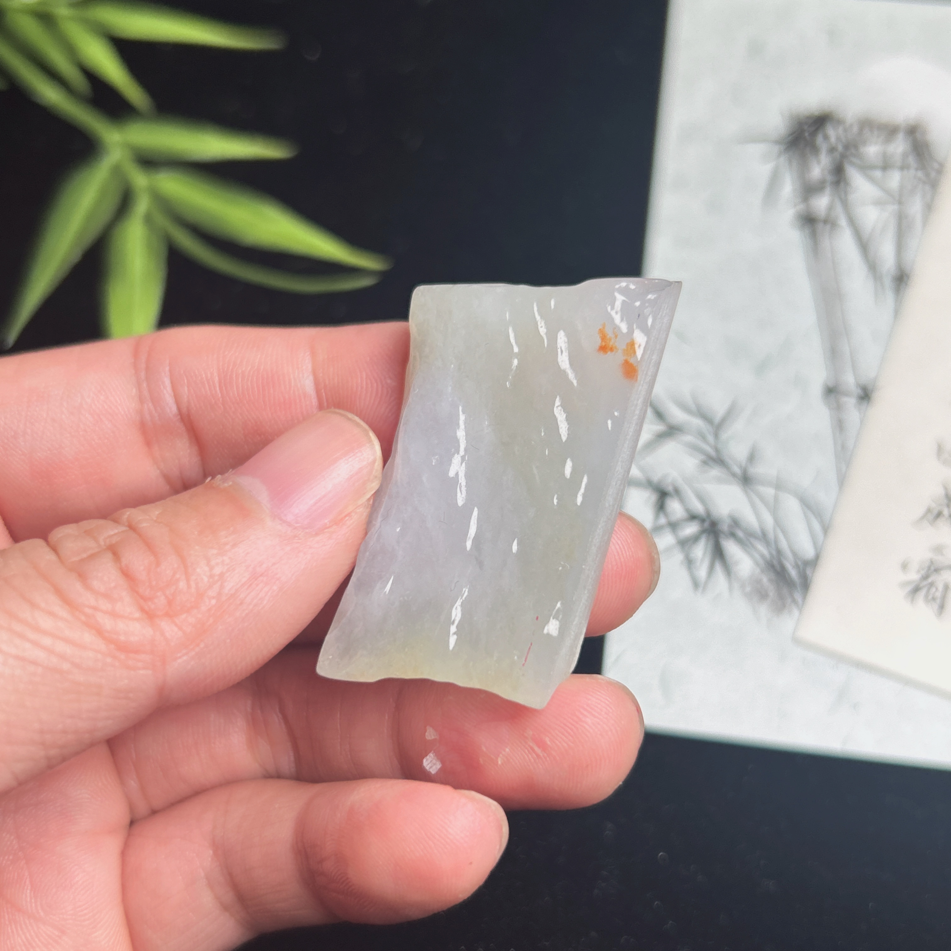 缅甸A货翡翠定制专用单材料，洒金，尺寸37*22*8
