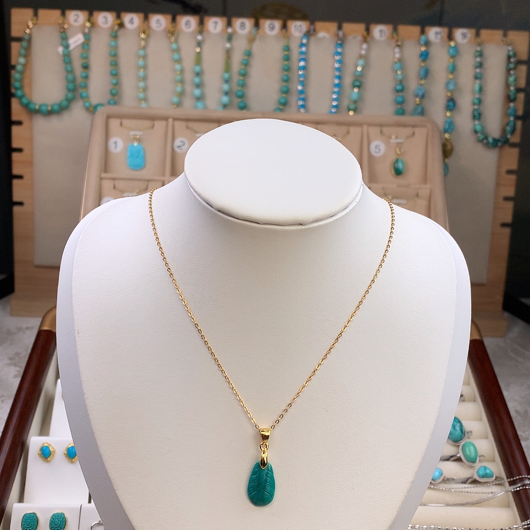 绿松石银S925镶嵌吊坠(赠链)