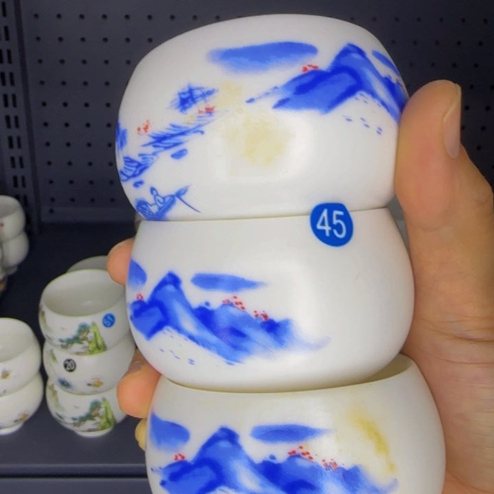 孤品羊脂玉品茗杯70毫升三个一组45号