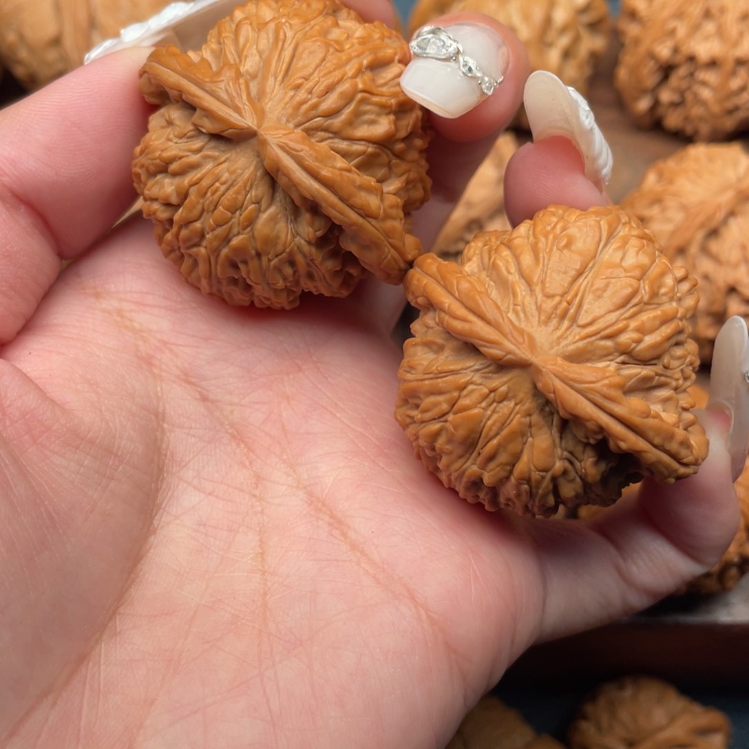 文玩核桃把件全品，红皮闷白42