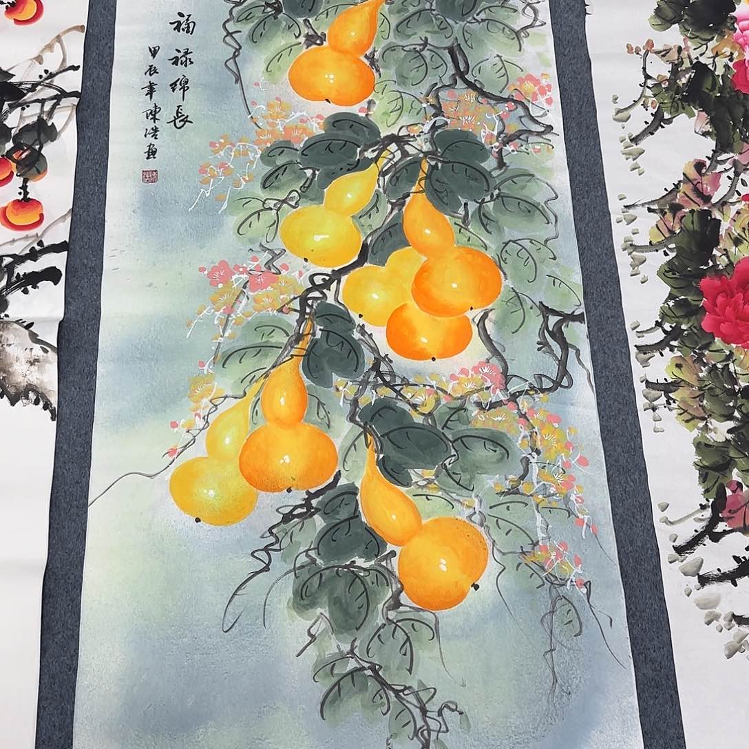 国画尺寸70X138手绘作品