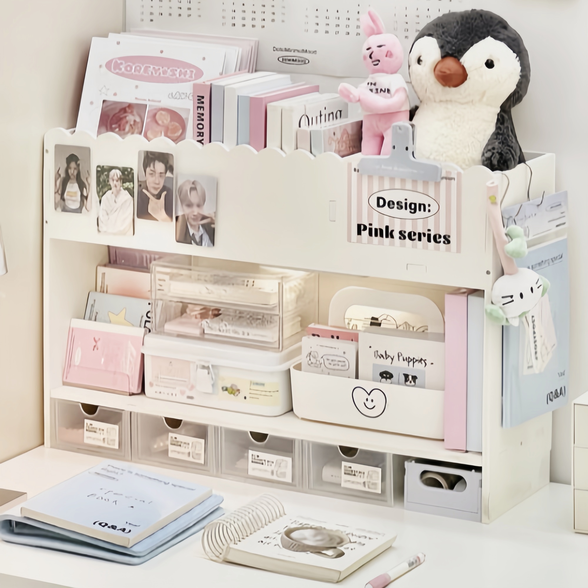 书桌增高架收纳盒桌上收纳柜改造用品工位电脑桌面书本收纳架