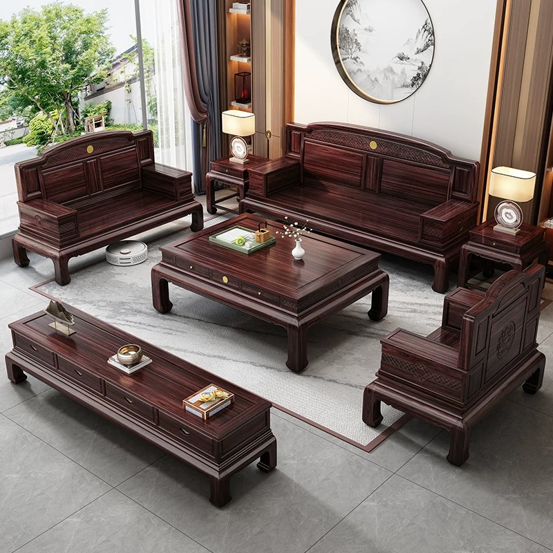 南美洲酸枝新古典123六件套盛世如意沙发客厅组合雕花