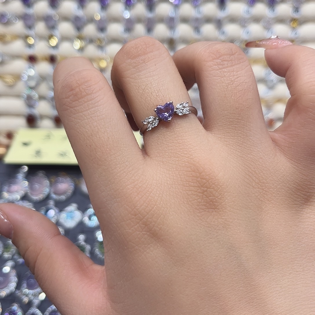 紫晶戒指银S925镶嵌