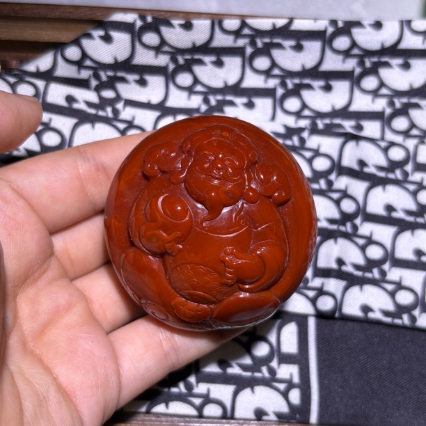 南红雕财神雅玩 尺寸51.3*52.8*32mm