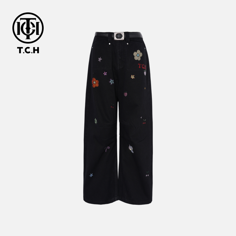 TCH私服秋款烫钻时尚休闲百搭气质牛仔裤女T75C20E5048轻奢tch