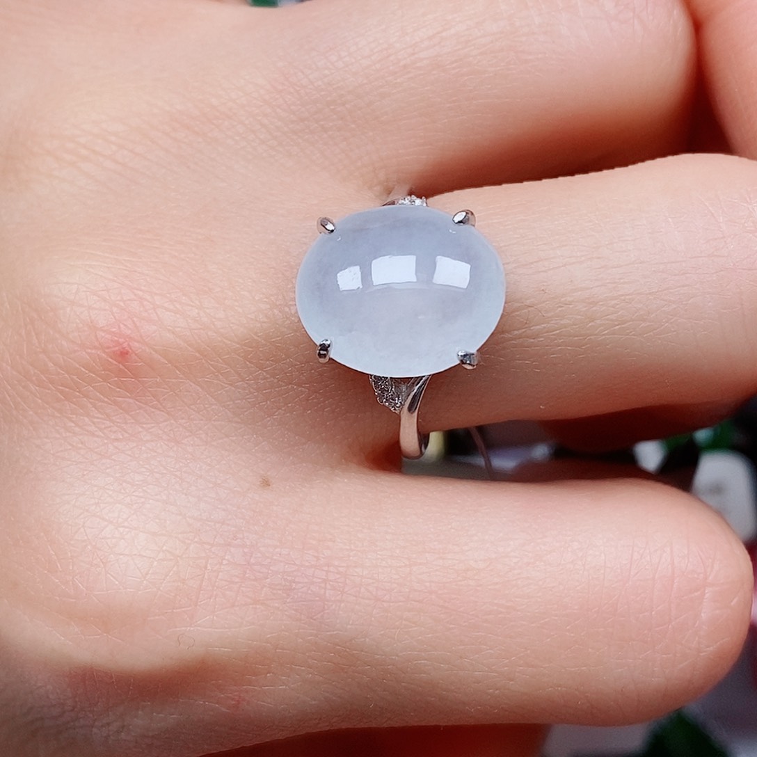 翡翠戒指银S925镶嵌戒指