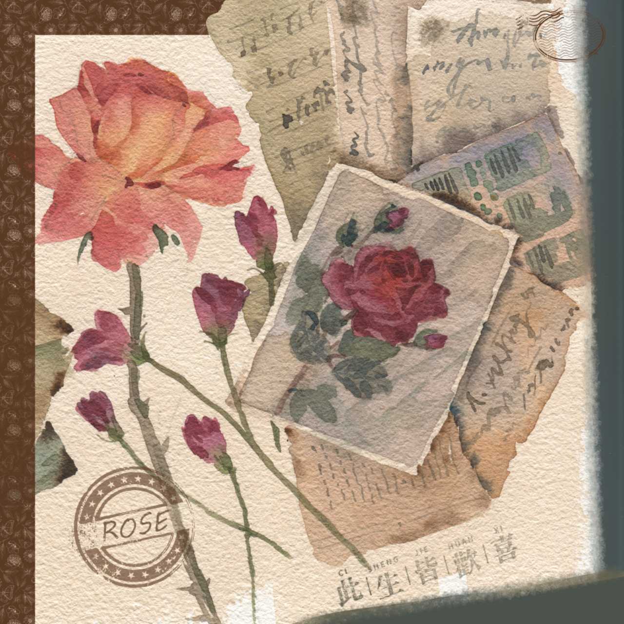 新品【100%羊毛方巾】阿俏原创手绘水彩丝巾文艺轻奢送长辈绵羊毛