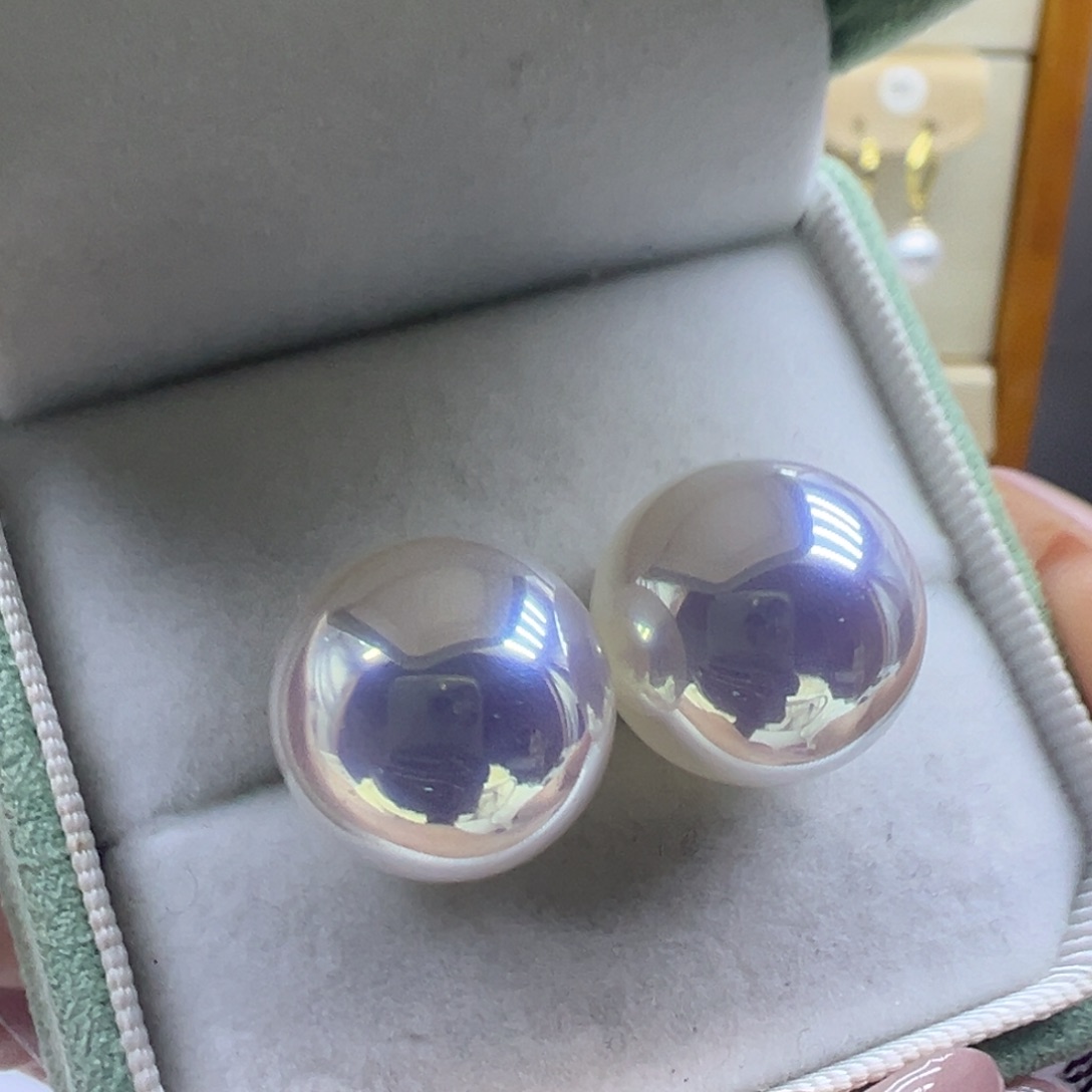 淡水珍珠耳饰银S925镶嵌