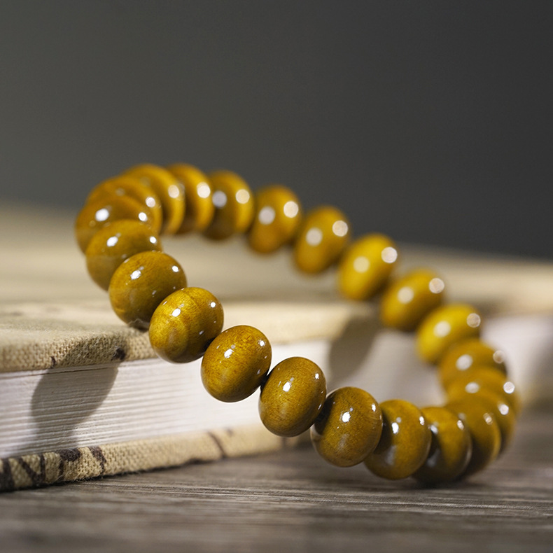 【御楠木作】金丝楠算盘珠手串单圈文玩念珠首饰赠盘玩袋