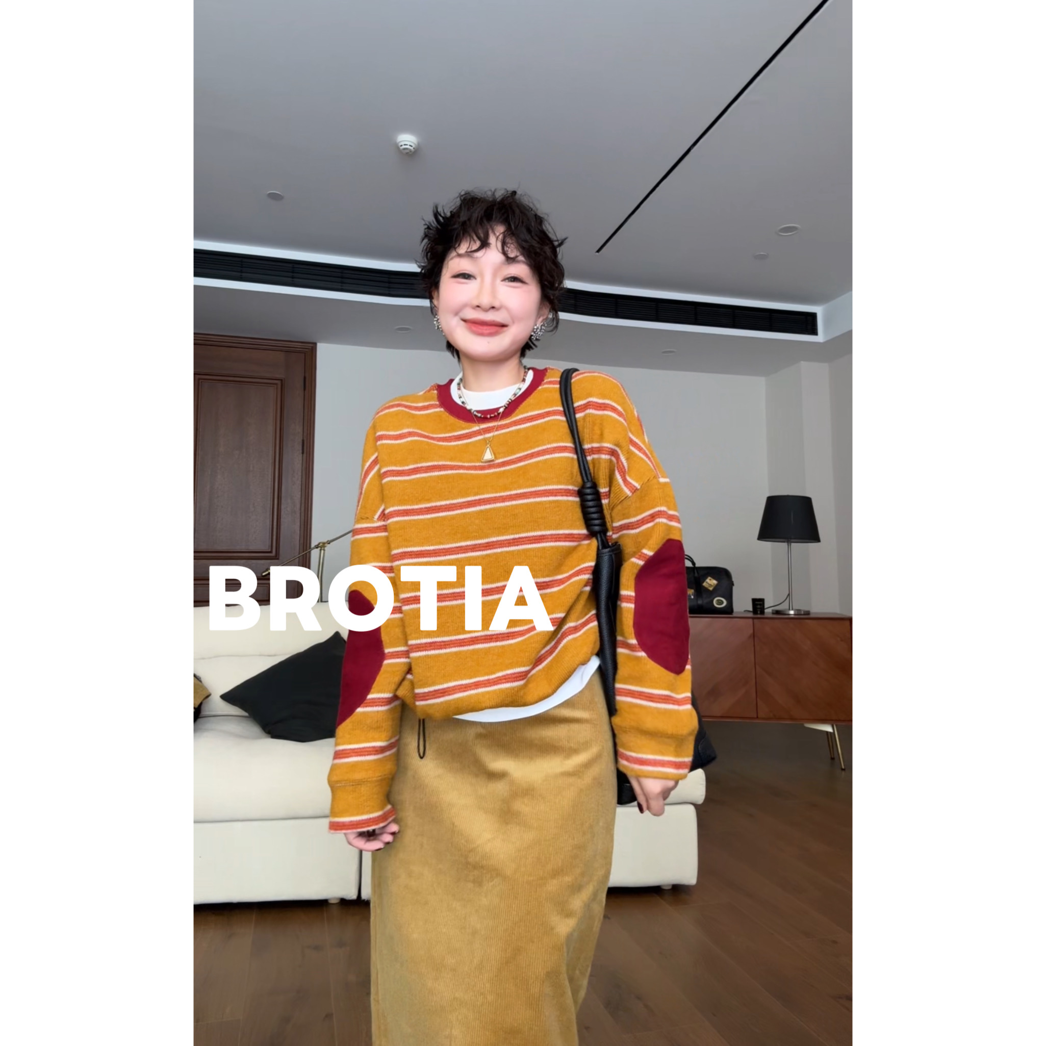 BRA 【橘韵条纹】25秋冬新款飒型撞色小众条纹上衣长袖女