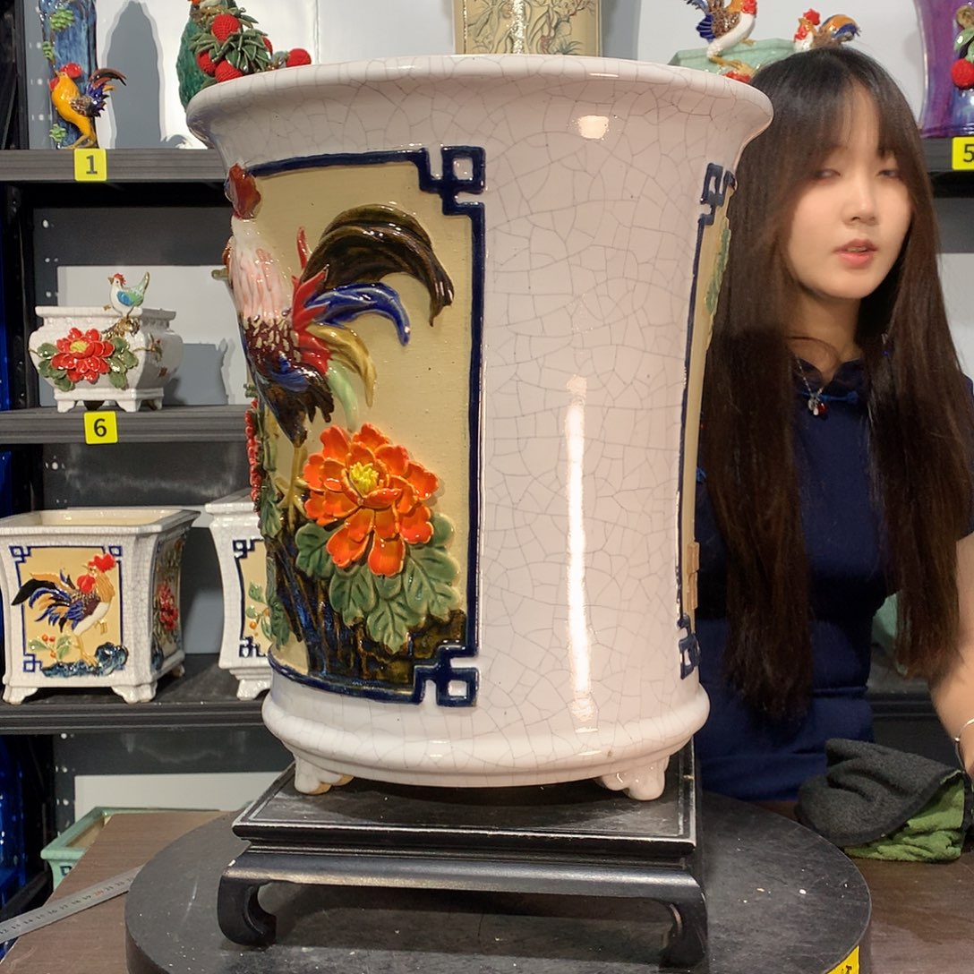 用***9高温烧制石湾盆花盆瑕疵