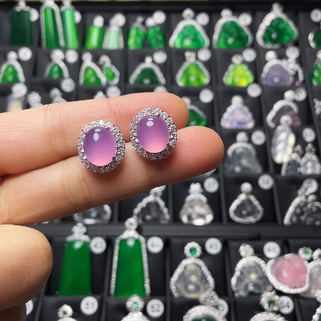 玛瑙/玉髓合金耳钉