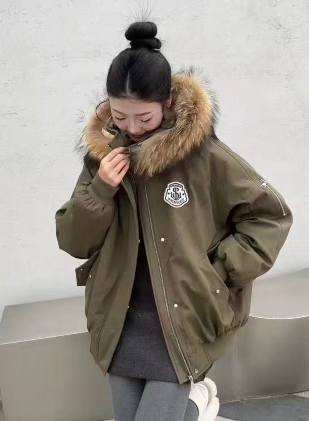 9531#长款情侣保暖派克服宽松棉服连帽加厚韩版休闲百搭潮流外套