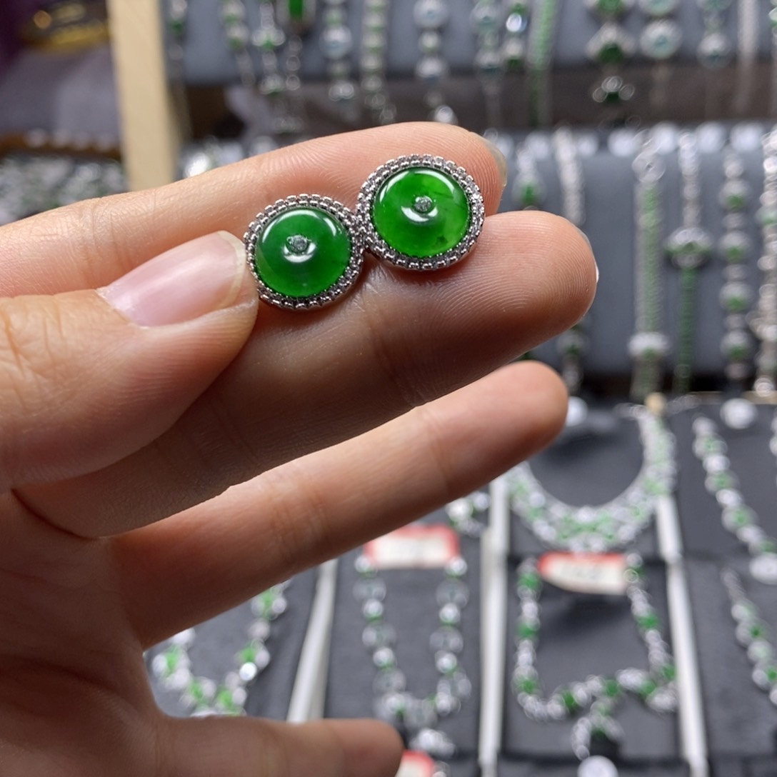 翡翠颈饰银S925镶嵌1-3耳钉9