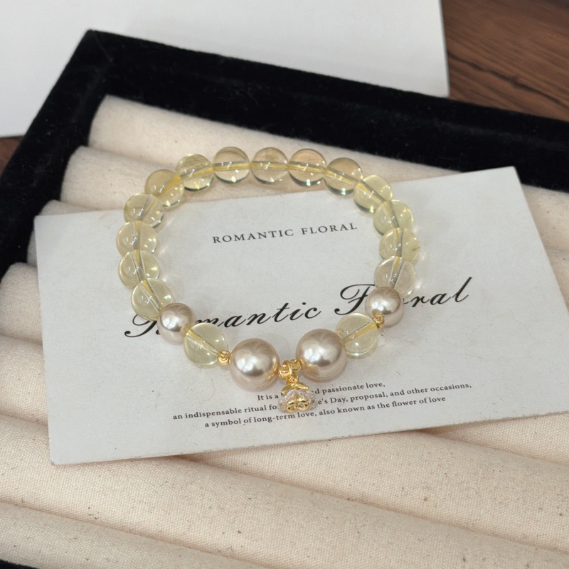 X2734柠檬黄水晶小花手链高端轻奢手串多样性发一