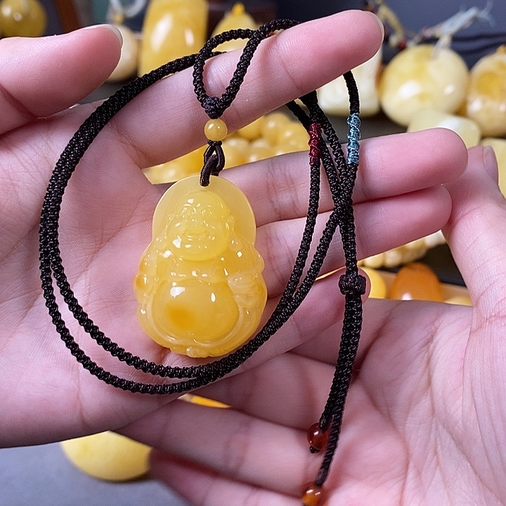 琥珀未镶嵌裸石弥勒佛