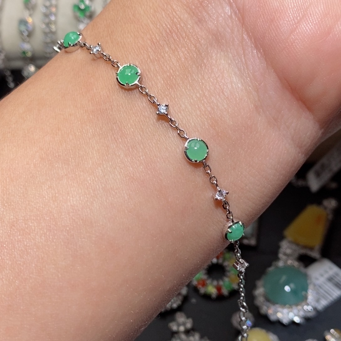 翡翠手链银S925镶嵌vj k ko