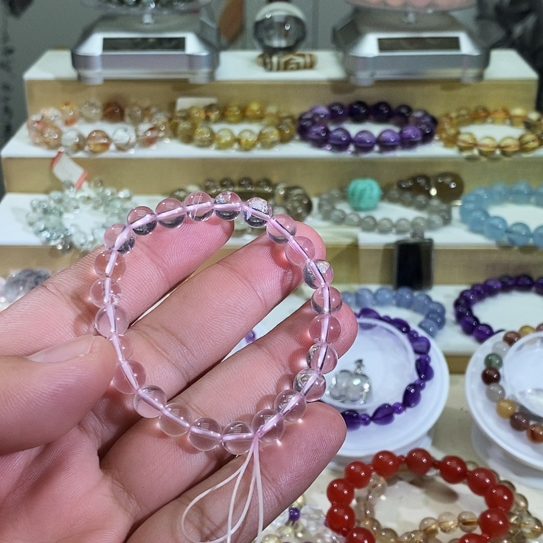 手链未镶嵌水晶粉水雪花幽灵手串