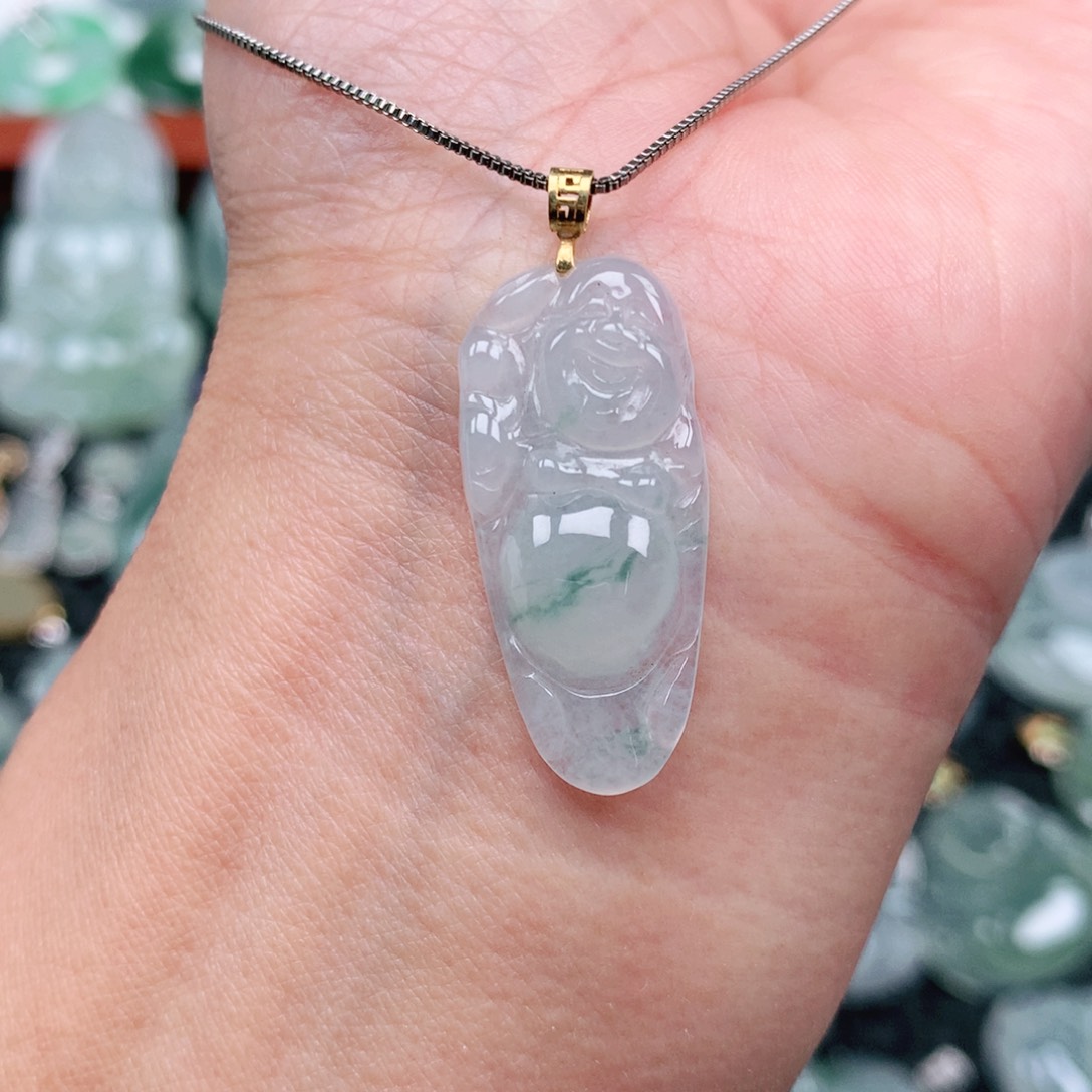 翡翠吊坠(不含链)18K金镶嵌